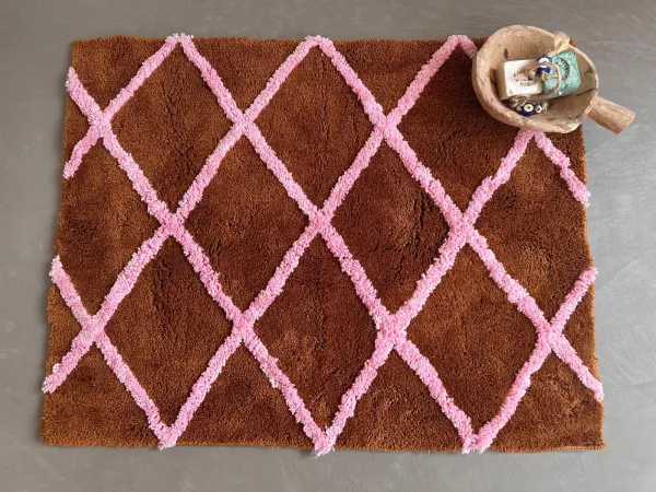 Badmat (groot) 16011 bruin/roze 120cm x 80cm (VOORVERKOOP, leverbaar in juli)