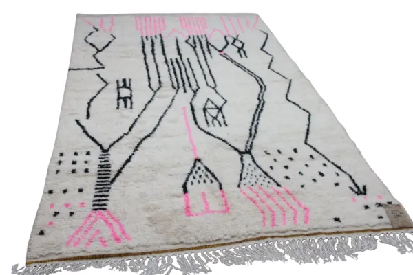 oude beni ouarain hoogpolig vloerkleed uit Marokko 74157 300cm x 187cm