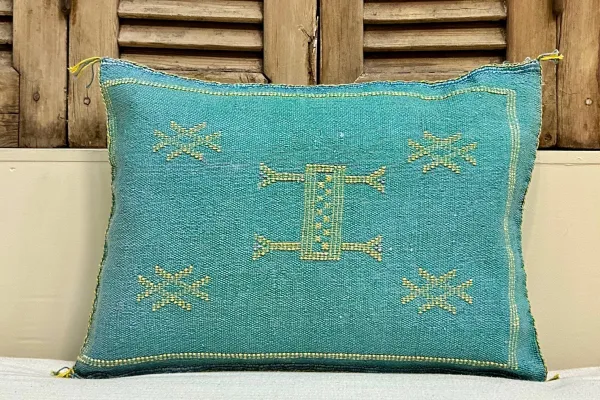 Sabra Kussen uit Marokko groen / blauw  60cm x 40cm incl vulling nr.62691