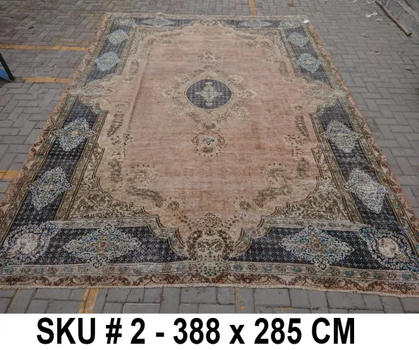 Vintage vloerkleed met blauw, nr.62331, 388cm x 285cm Dit kleed verwachten we half oktober binnen