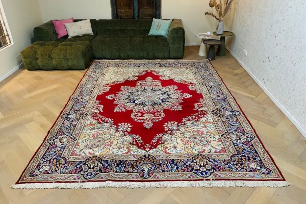 Ongechoren kirman vloerkleed rood, blauw 45326 328cm x 250cm