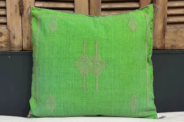 SALE Sabra Kussen uit Marokko groen 45cm x 45cm incl vulling nr.55419
