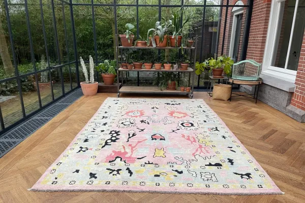 Oushak Vloerkleed handgemaakt, 300cm x 200cm