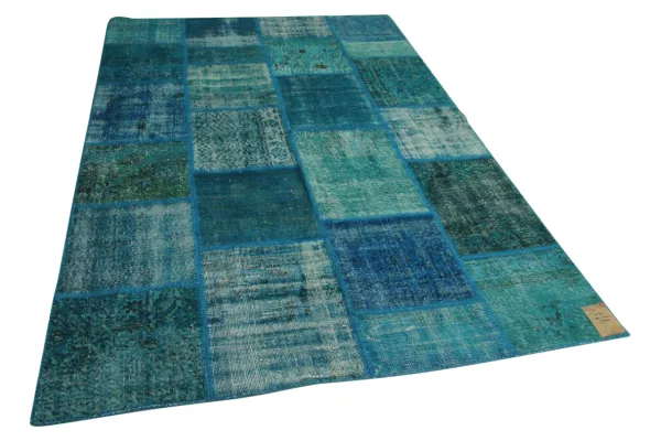 Patchwork vloerkleed, blauw, 300cm x 200cm  