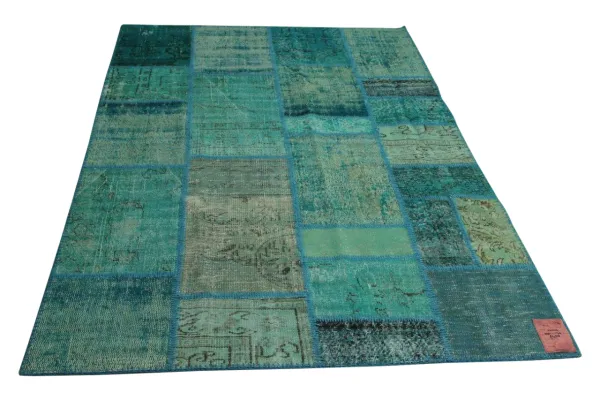 blauw patchwork vloerkleed 240cm x 170cm 
