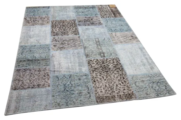 patchwork vloerkleed blauw nr.35400 232cm x 161cm