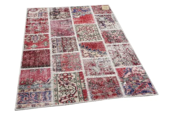 patchwork vloerkleed rood nr.35531 185cm x 122cm