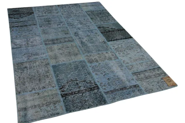 Patchwork blauw vloerkleed nr: 10753, 241cm x 171cm 