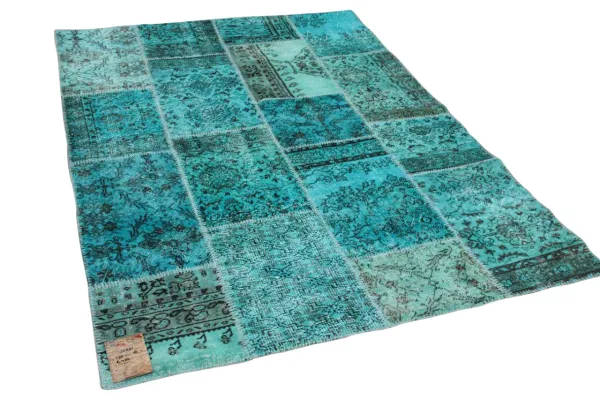 patchwork vloerkleed turquoise nr.20651 230cm x 161cm 