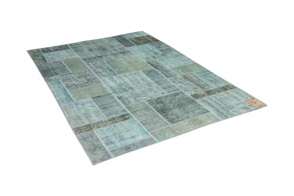 patchwork vloerkleed groen, blauw nr.24606 240cm x 160cm 