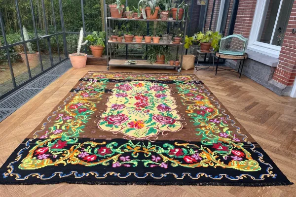 Rozenkelim authentiek, handgeweven in Moldavië 9385 312cm x 215cm 