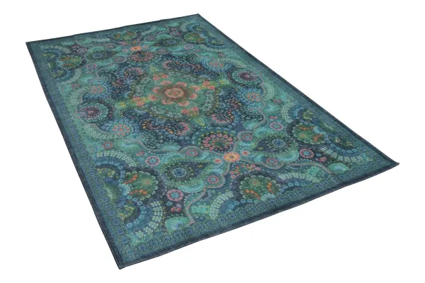Vintage look vloerkleed blauw pip,  300cm x 200cm showroom model