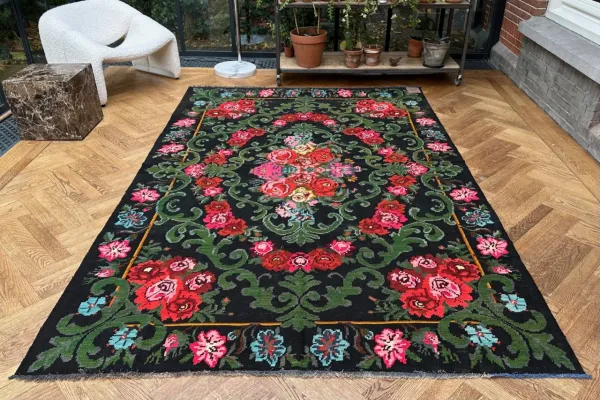 Rozenkelim authentiek, handgeweven in Moldavië 10505 298cm x 195cm  
