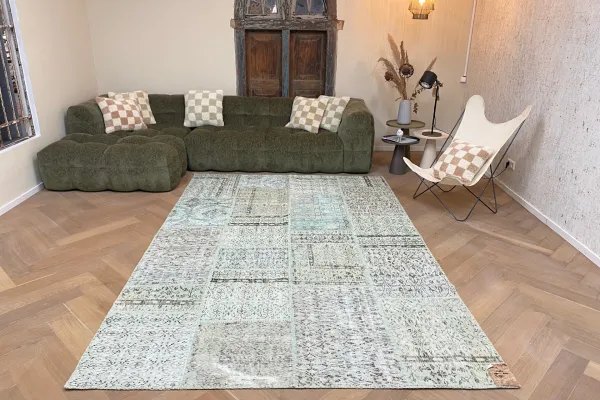 patchwork vloerkleed groen nr.11484 300cm x 200cm