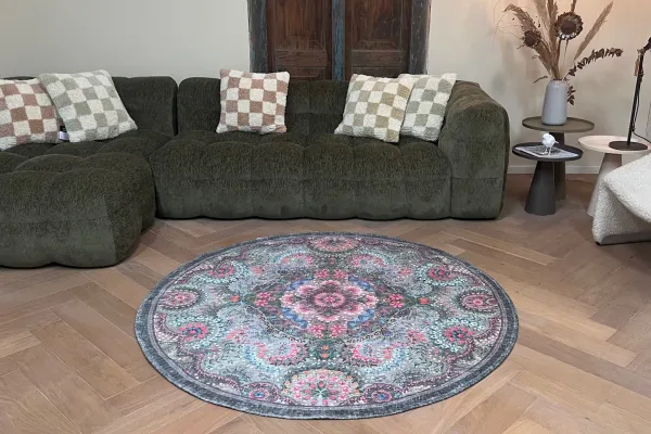 SALE vintage look vloerkleed 160cm rond
