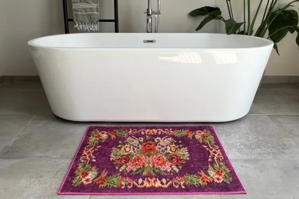 badmat rozenkelim paars (90cm x 70cm) nr 30 