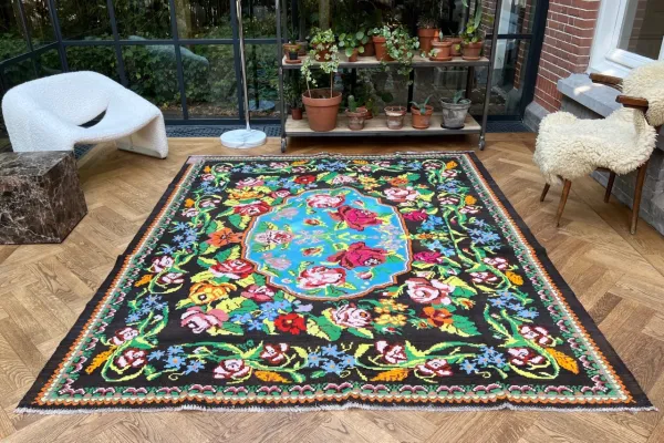 Rozenkelim authentiek, handgeweven in Moldavië 22222 258cm x 215cm  