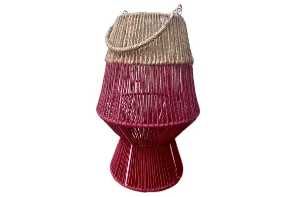 Sample sale jute lantaarn donker roze