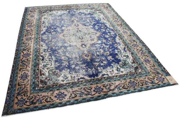 Vintage vloerkleed blauw 11011 292cm x 224cm