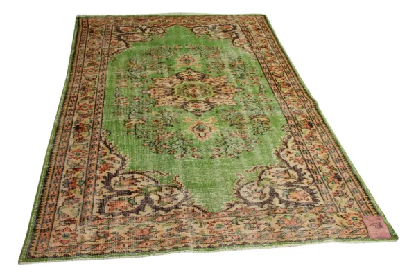 vintage vloerkleed groen 257cm x 166cm 