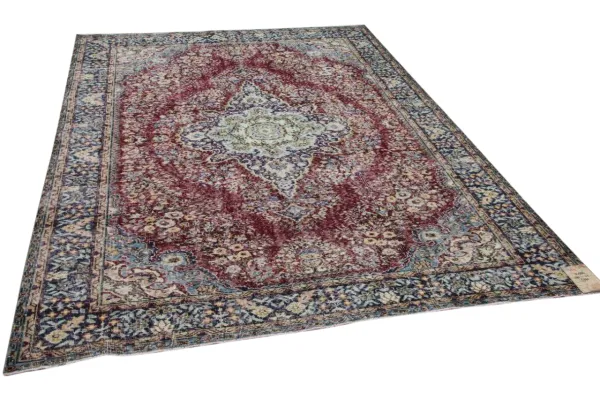 Vintage vloerkleed rood, blauw 34506 295cm x 211cm