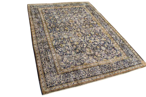 Vintage vloerkleed, zandkleur met blauw, 59341, 327cm x 240cm