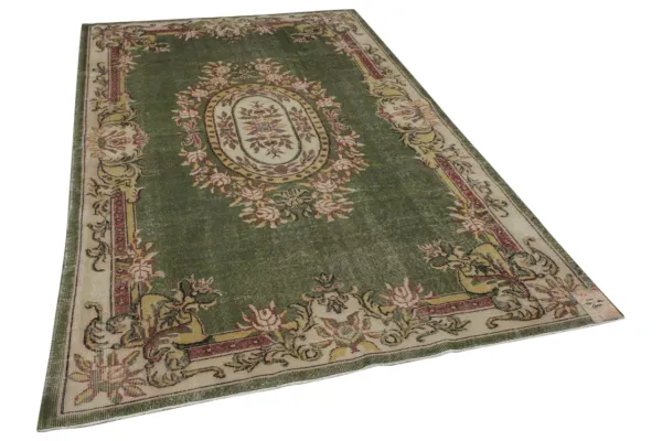 Vintage vloerkleed groen 1101 296cm x 180cm