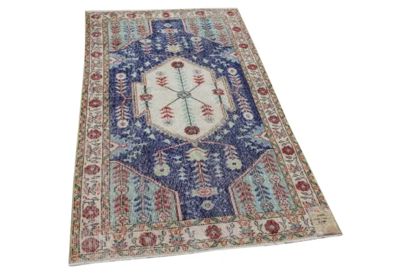 Vintage vloerkleed met blauw 11052 210cm x 114cm 
