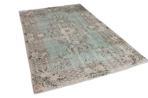 Vintage vloerkleed met groen nr:16262 286cm x 182cm