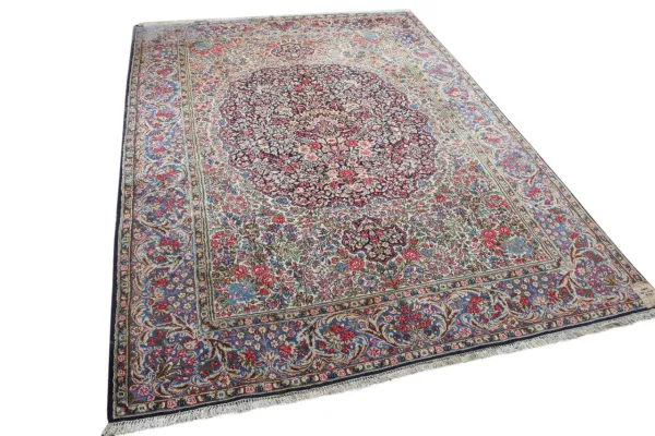 ongeschoren Kirman vloerkleed nr.16805 345cm x 245cm kleed heeft gebruikssporen 