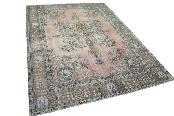 Vintage vloerkleed  uit Turkije oud roze, bruin 16807 330cm x 244cm