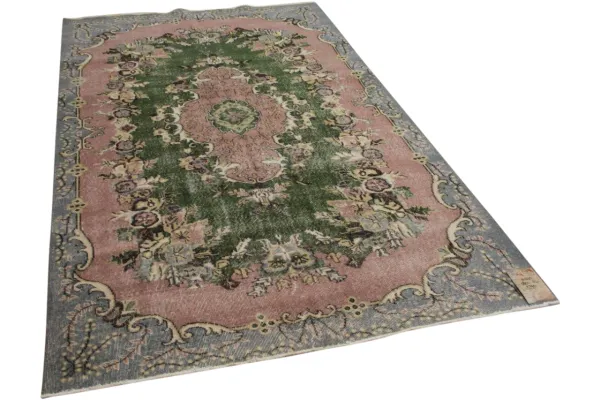 vintage vloerkleed roze groen 16875 280cm x 167cm