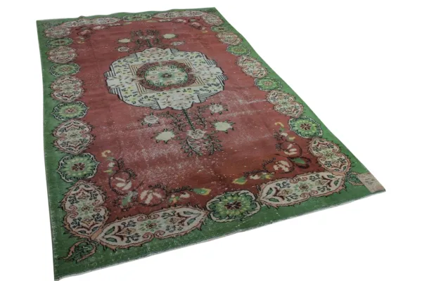 Vintage vloerkleed met groen, 292cm x 186cm, nr17422