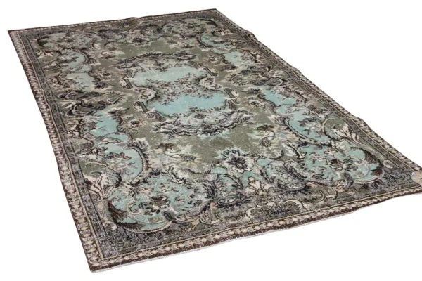 vintage vloerkleed groen nr.18636 261cm x 162cm