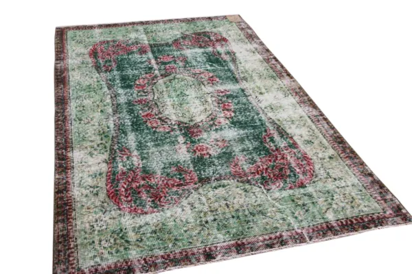 Vintage vloerkleed groen nr:19012 246cm x 150cm