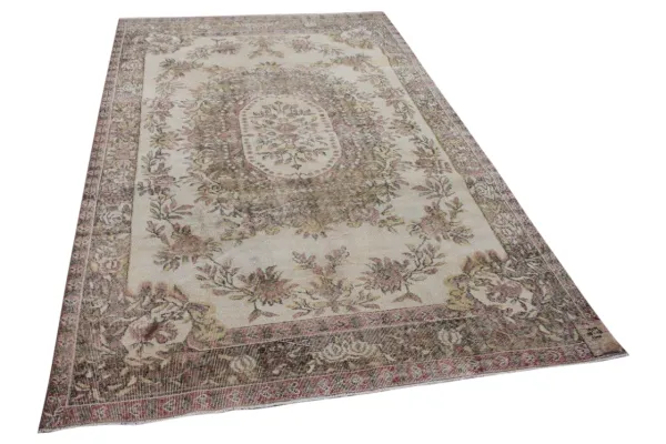 Vintage vloerkleed bruin, roze 19259 280cm x 178cm