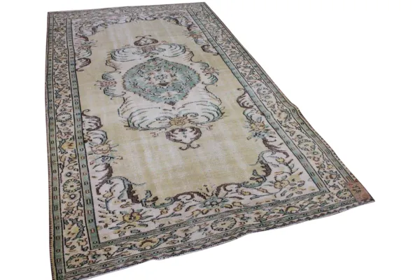 vintage vloerkleed geel, groen 25156 292cm x 175cm