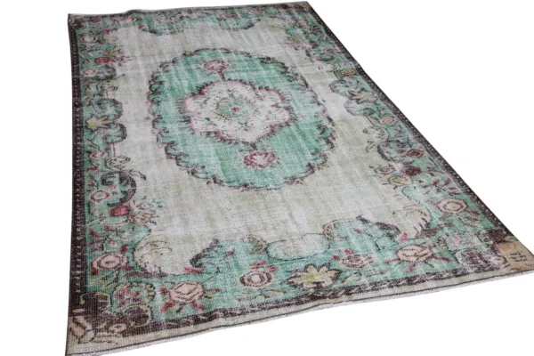 vintage vloerkleed groen nr.25230 276cm x 163cm