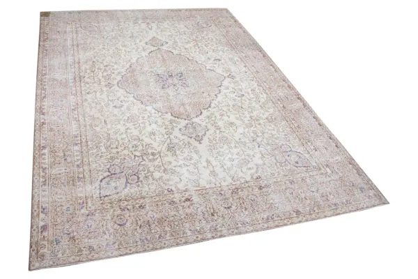 Vintage vloerkleed beige met roze 25899 344cm x 240cm