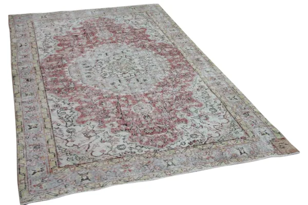 Vintage vloerkleed zandkleur met rood 27515 270cm x 162cm