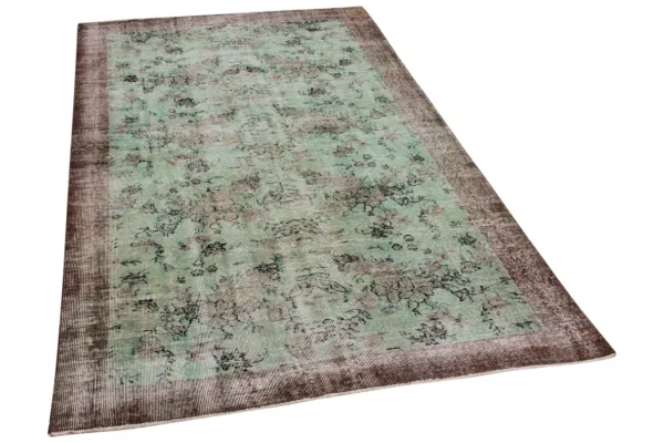 Vintage vloerkleed groen nr:28308 249cm x 151cm