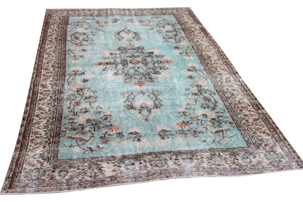 Vintage vloerkleed groen 28878 285cm x 178cm