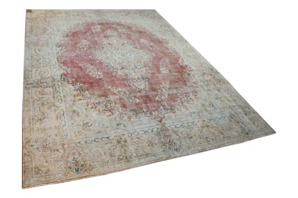 Vintage vloerkleed bruin met rood, nr.59540 387cm x 290cm  