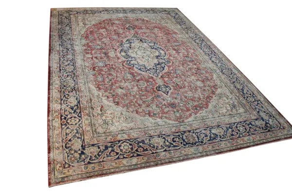 Vintage vloerkleed bruin en blauw en rood, nr.59559 399cm x 289cm  