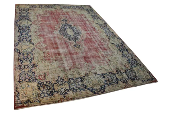 Vintage vloerkleed bruin met rood, nr.59561 379cm x 274cm  