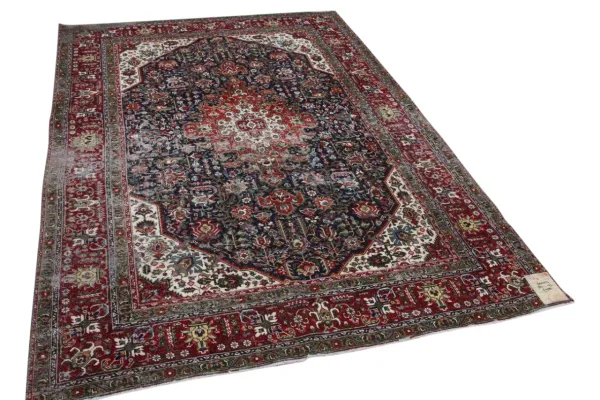 vintage vloerkleed rood, blauw nr.60050 286cm x 193cm