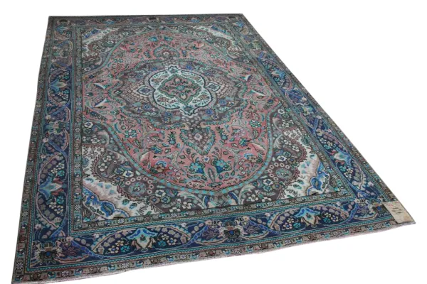 vintage vloerkleed roze, blauw nr.60060 294cm x 200cm 