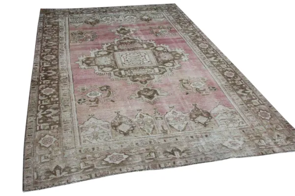 Vintage vloerkleed roze, bruin 60109 292cm x 187cm