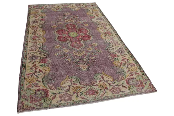 vintage vloerkleed met paars 279cm x 175cm  