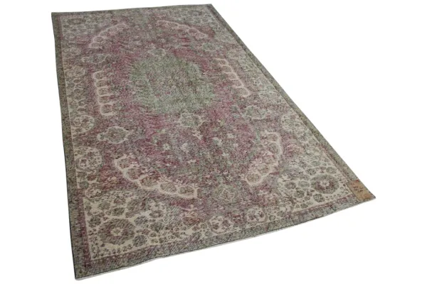 SALE vintage vloerkleed rood met groen 270cm x 164cm  